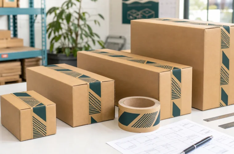 Operations teams sealing several carton formats reviewing custom tape for mixed carton sizes requirements at a packing station