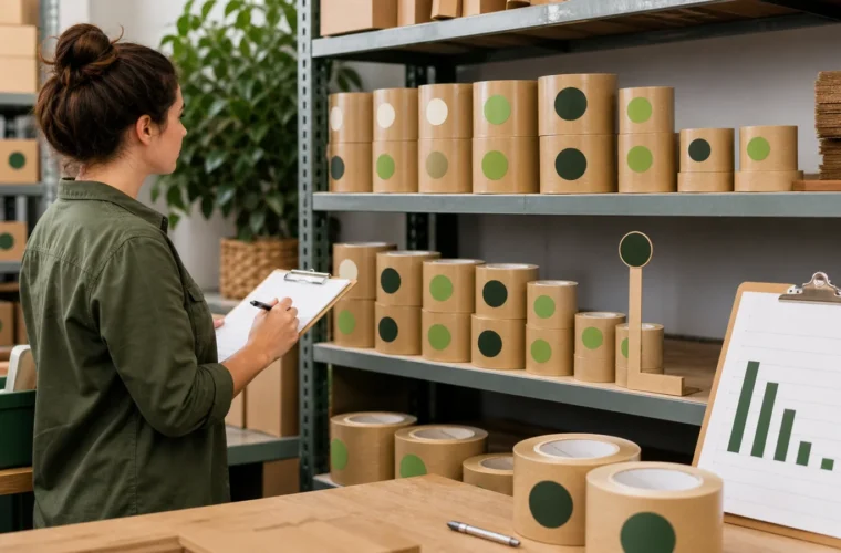 Operations teams managing repeat packaging orders reviewing custom tape reorder planning requirements at a packing station