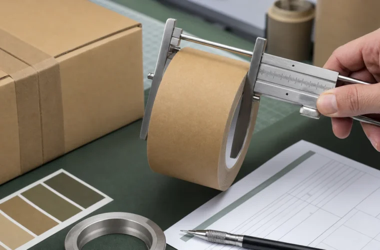 B2B buyers considering a nonstandard width reviewing custom width water-activated tape requirements at a packing station