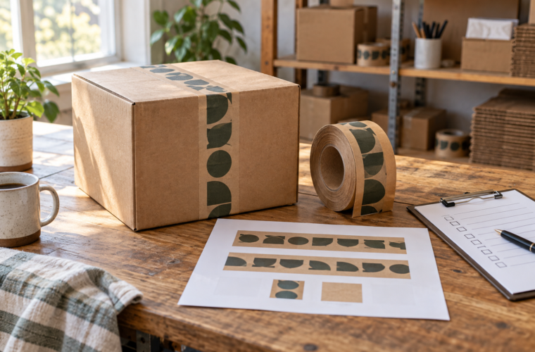 Tape delivery beside a printed artwork reference and receiving checklist
