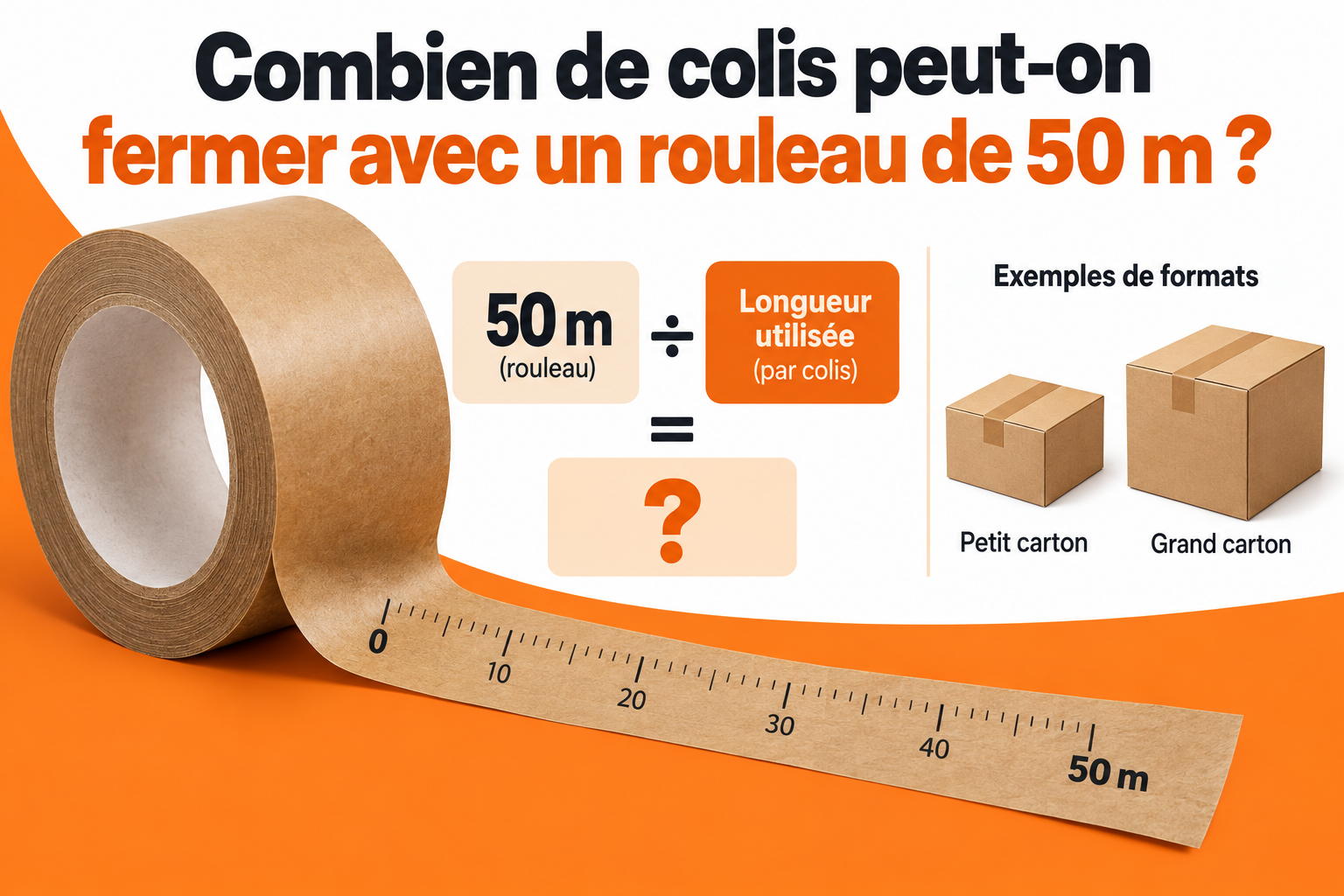 Combien de colis peut-on fermer avec un rouleau de 50 m ?