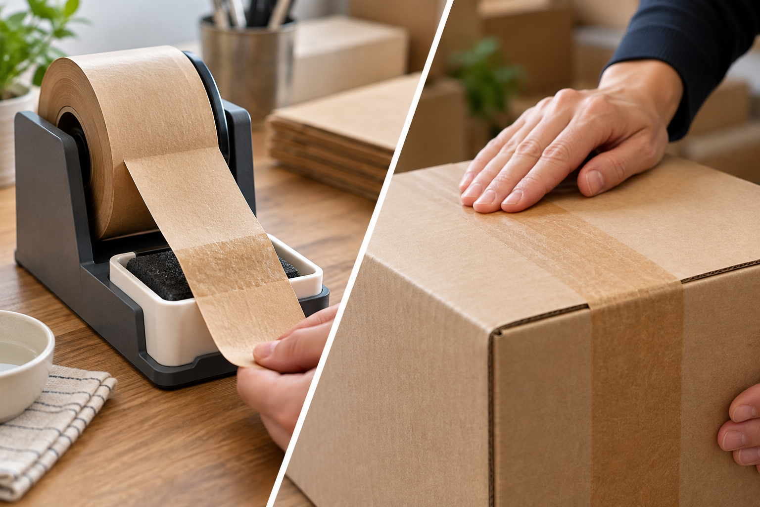 Ruban kraft personnalisé : faut-il l'humidifier avant de fermer le carton ?