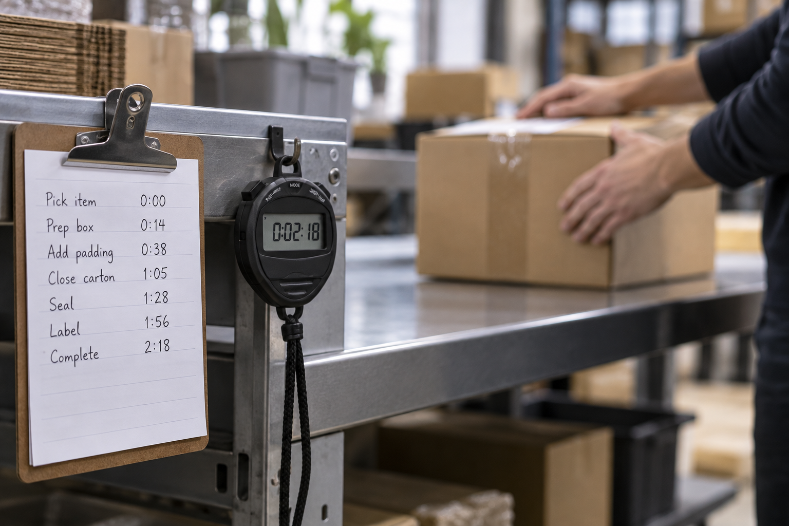 How to Time a Packing Bench Before Comparing Tape Costs